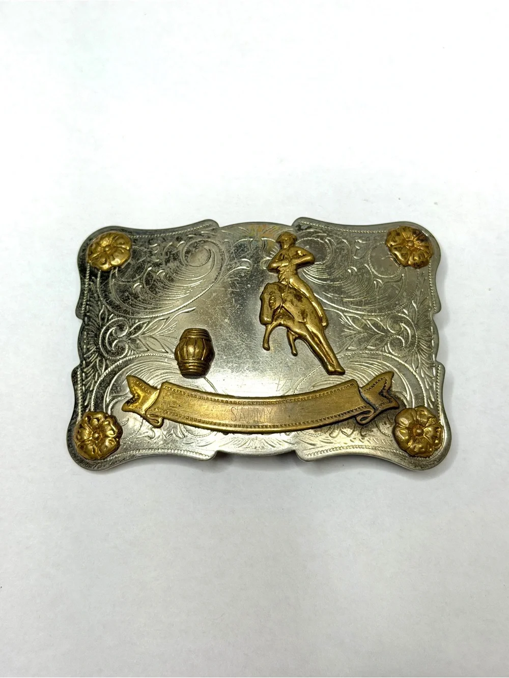 Western Rodeo Buckle - Gold & Silver Two-Tone “Sammy”